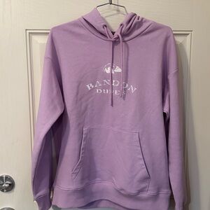 Lavender Hoodie with Ribbed Cuffs, Bandon Dunes Golf Resort Logo.